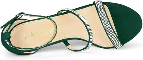 Vista 4 de Allegra K Sandalias de tacón con diamantes de imitación para mujer