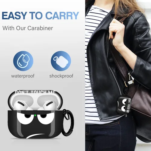 Vista 5 de Funda para Airpods Pro, Don't Touch Me for Airpods Pro Cover con llavero/Funda suave y bonita a prueba de golpes para mujeres y hombres, compatible