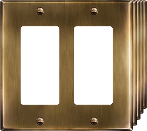 Vista 26 de ENERLITES Placa decorativa doble de metal para interruptor o receptáculo, placa de pared de acero inoxidable, resistente a la corrosión