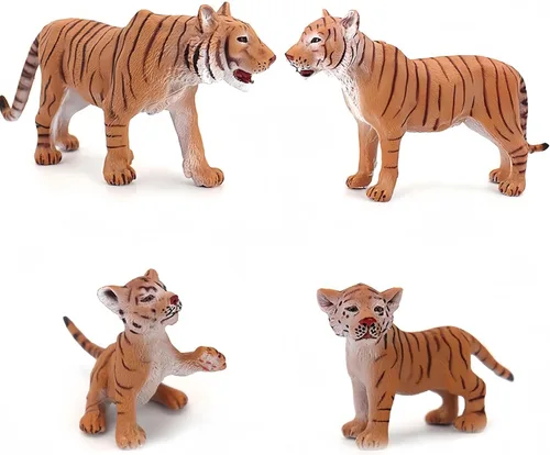 Vista 6 de Gemini&Genius Juego de figuras familiares de Tigres, juego de animales, modelos educativos de vida silvestre, adornos para pasteles y regalo