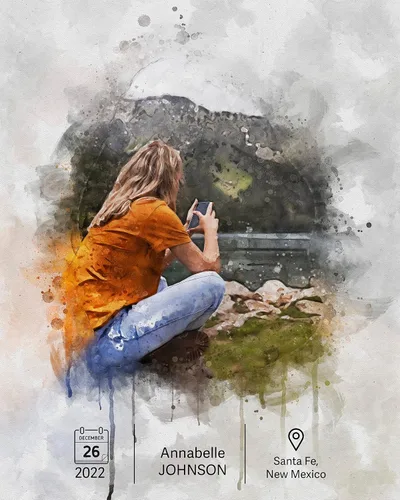 Vista 2 de Awesometik Nuestro lugar especial Ilustración de acuarela personalizada donde nos conocimos ubicación Diseño de acuarela Recuerdo festivo favorito