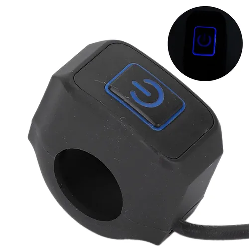 Vista 6 de Yctze Interruptor de manillar de motocicleta de 0.866 in, botón de control universal para faros delanteros (metal ABS) (azul)