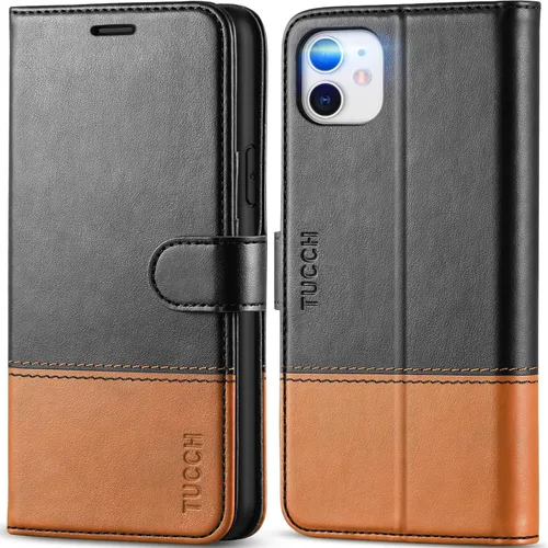 Vista 17 de TUCCH Funda tipo cartera para iPhone 11, [con bloqueo RFID] ranuras para tarjetas, soporte, cierre magnético, funda protectora de piel sintética