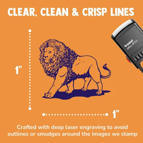 Vista 2 de Regal Maned Lion Walking Sellos de goma autoentintados – 1.0 in pequeño – tinta negra Negro