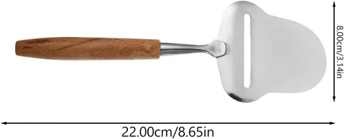 Vista 2 de Cortador de queso de acero inoxidable Plano Cuchillos de queso cortador de queso Servidor de afeitar con mango de madera para cocina