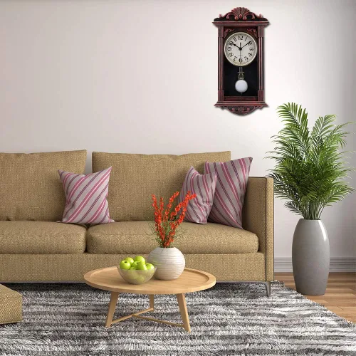Vista 6 de jomparis Reloj de pared con péndulo, regalos para papá, regalos para papá para Navidad, reloj de pared retro de cuarzo decorativo, funciona