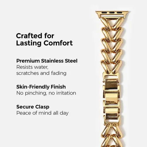 Vista 3 de Compatible Apple Watch Band Strap, Stainless Steel Fashion iWatch Replacement Strap- Easy Resizing, No Tool Needed, Fits Most Wrists- Series 1-11