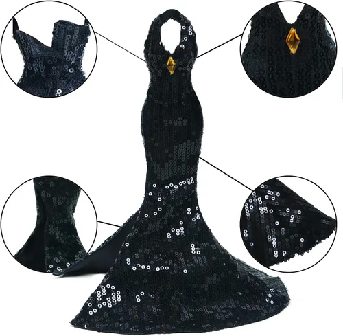 Vista 5 de Edición Limitada Set de 3 Vestidos de Boda para Muñeca Negra Accesorios para Muñeca de 11.5 Pulgadas, Ropa de Princesa, Vestido, Falda, Complementos
