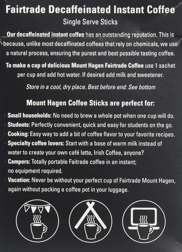 Vista 9 de Mount Hagen 25 paquetes de café descafeinado instantáneo de una sola porción – 1 paquete Granos arábica orgánicos descafeinados de tostado medio
