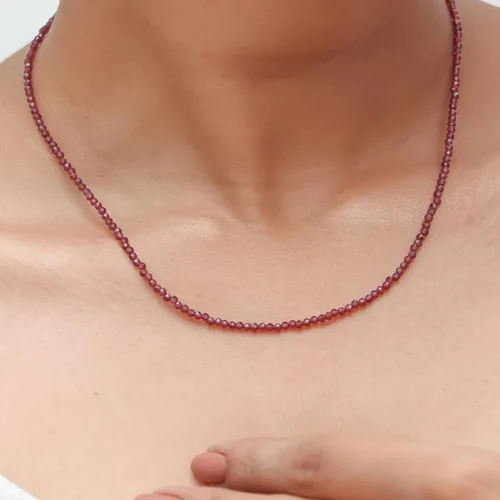 Vista 5 de Gempires - Collar natural, cuentas facetadas, cristales curativos de energía, cadena chapada en plata, regalo para ella, joyería de piedras