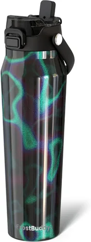 Vista 50 de Frost Buddy botella de agua aislada de 32 onzas con pajilla y tapa para beber Acero inoxidable a prueba de fugas 24 horas de frío Resistente