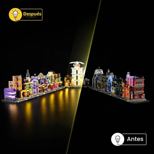 Vista 6 de YEABRICKS Luz LED para el modelo de bloques de construcción del Callejón Diagon de Harry Potter Tiendas de Magia 76444