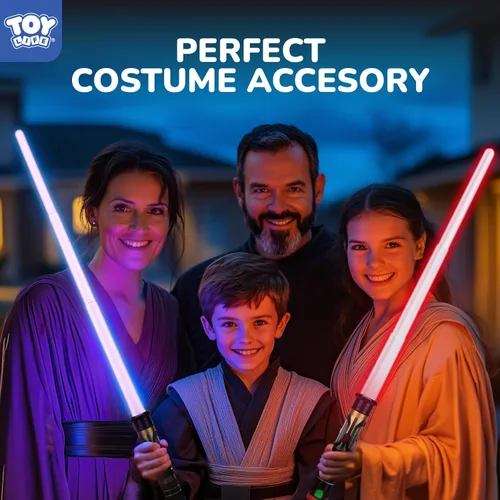 Vista 6 de TOY Life Paquete de 2 espadas de luz de sable oscuro para niños, espada iluminada LED, inquisidor, espadas iluminadas para niños, sable de luz