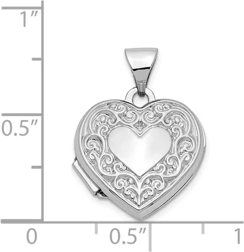 Vista 5 de Roy Rose Jewelry Medallón de corazón de oro blanco de 14 quilates 0.827x0.591 in, Metal