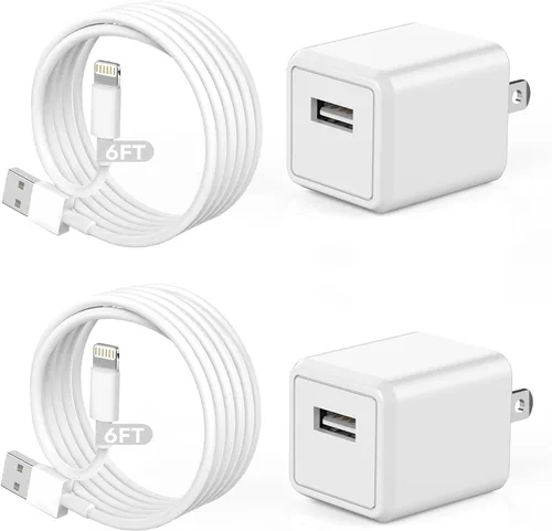 Vista 10 de Cargador rápido para iPhone [certificado MFi], bloque de carga rápido para iPhone de 2 unidades USB C con cable USB C a Lightning de 10 pies