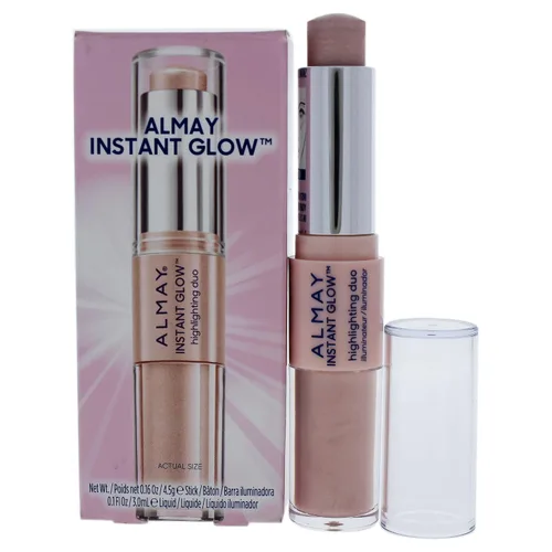 Vista 2 de Almay Instant Glow Highlighting Duo, Nude Glow, 0.1 onzas líquidas, maquillaje iluminador Nude brillo