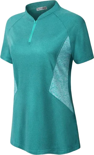 Vista 3 de Miss Fortune Women's Running Tops Zip Up Collarless Tennis Golf Shirts Yoga Gym Workout Tops Shirts Quick Dry