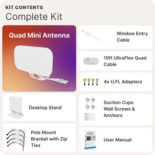 Vista 10 de Waveform QuadMini: Kit de antena de perfil bajo MIMO 4x4 Antena externa para enrutadores y gateways 4G/5G para Internet residencial T-Mobile