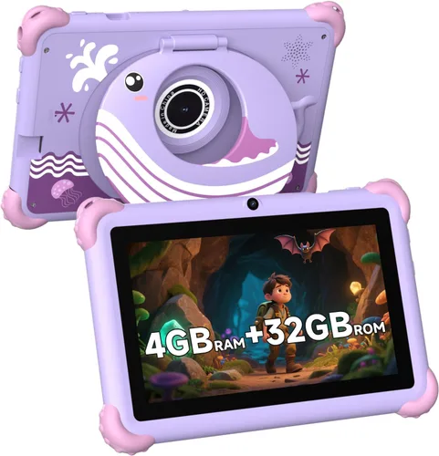 Vista 7 de Tablet infantil de 7 pulgadas para niños pequeños, Android 12, 4 GB de RAM, 32 GB de ROM, WiFi, Bluetooth, pantalla IPS de protección ocular segura