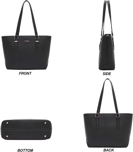 Vista 6 de YZAOLL Bolsos para mujer de cuero sintético, medianos y grandes, bolso de hombro, cartera, juego de bolso de mano y billetera