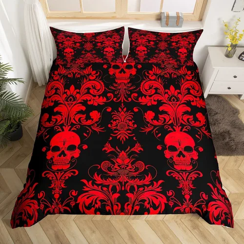Vista 47 de Erosebridal Juego de ropa de cama gótica de damasco para adultos, funda de edredón victoriana antigua, tamaño individual, funda de edredón gótica