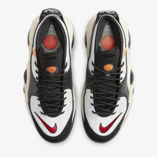 Vista 4 de Nike Zapatillas de baloncesto Zoom Flight 95 para hombre, Blanco/Naranja Total/Leche de Coco/Rojo Universitario
