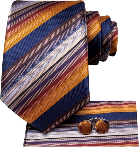 Vista 218 de Dubulle Corbata tejida de cachemira para hombre y gemelos de pañuelo para hombre, conjunto de gemelos para boda formal y negocios