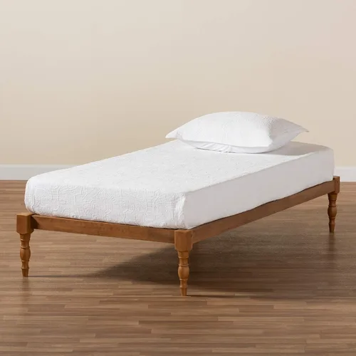 Vista 7 de Baxton Studio Iseline - Marco de cama moderno y contemporáneo de madera con acabado marrón nogal, tamaño individual
