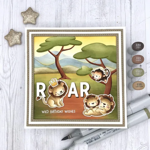 Vista 6 de Wild Birthday Wishes - Juego de sellos y troqueles para hacer tarjetas, sellos transparentes y troqueles de corte de metal para álbumes de recortes