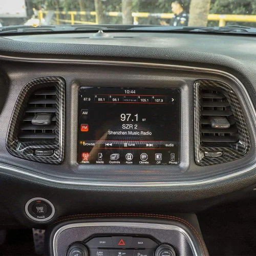 Vista 5 de Voodonala para Consolas Centrales de Fibra de Carbono ABS Challenger, Recorte de Cubierta de Salida de Aire Acondicionado para 2015-2023+ Dodge