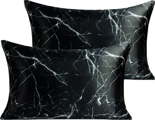 Vista 65 de NTBAY Paquete de 2 fundas de almohada estándar de satén para cabello y piel, lujosas y sedosas fundas de almohada con cierre de sobre, 20 x 26