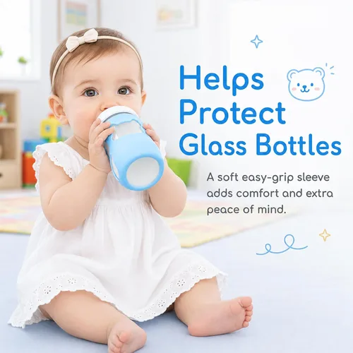 Vista 3 de Fundas de silicona para biberones Philips Avent, para biberones naturales de Philips Avent, soporte antirotura para biberones de vidrio Avent, 8