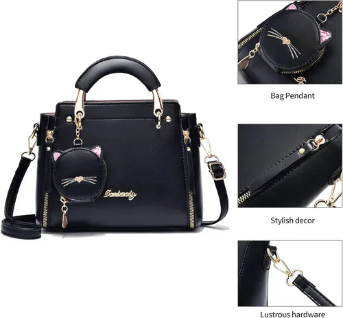 Vista 7 de XIAOYU Monederos y bolsos de moda para mujer, de cuero, con asa superior, bolsos de hombro pequeños