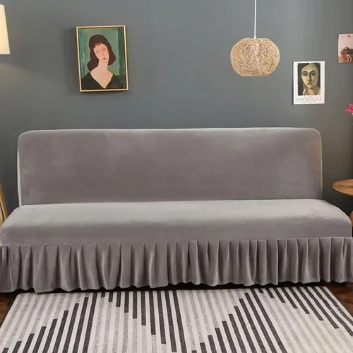 Vista 14 de Funda para futón de felpa gruesa sin brazos, de terciopelo elástico, funda para sofá cama, funda suave para sofá, futón, protector de muebles