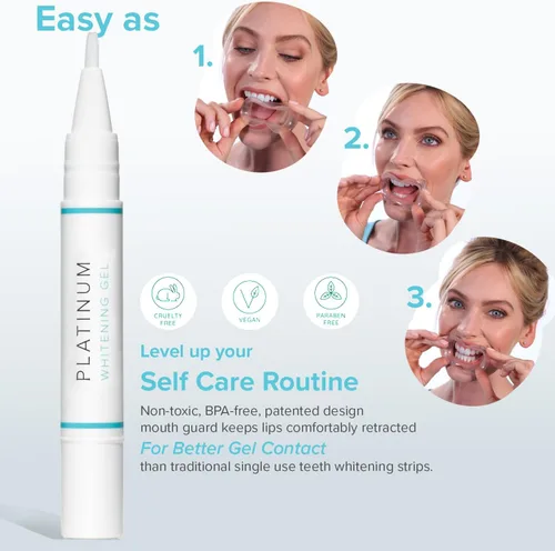Vista 2 de intelliWHITE Kit de bolígrafo blanqueador de dientes de platino con protector bucal, tratamiento de blanqueamiento de peróxido de hidrógeno al 14%