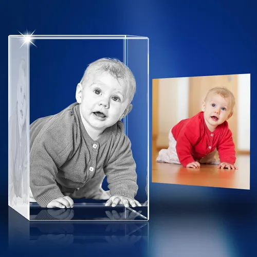 Vista 8 de Foto de cristal 3D personalizada, regalos personalizados para mujeres, esposa, hombres, mamá, papá, para ella, para él Foto grabada con láser