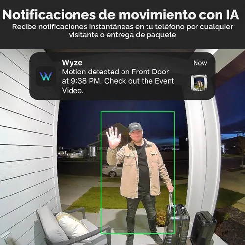 Vista 9 de WYZE Cámara de timbre con cable v2 (se requiere cableado de timbre existente), timbre de video de seguridad 2K, visión nocturna a color, audio de 2