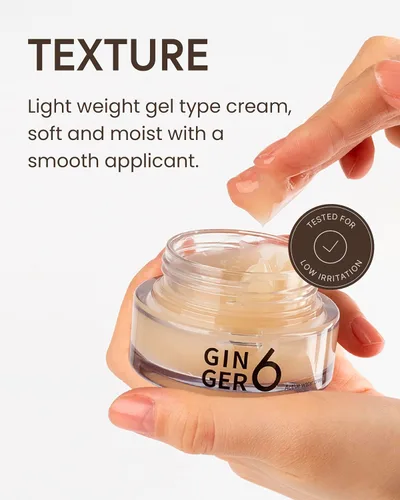 Vista 5 de Crema de agua activa para cara, 1.69 onzas líquidas, hidratante en gel hidratante ligero, crema de agua sin aceite con 76% de agua de jengibre, 10