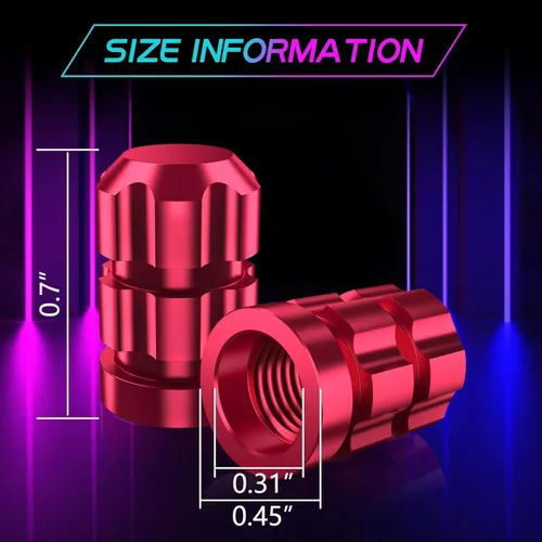 Vista 4 de Aluminum Tire Valve Stem Caps for Fiat, Anti-Rust Tires Air Valve Cap Stem Covers Corrosion-Resistant Automotive Exterior Accessories,L-Rot/E