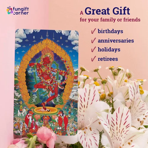 Vista 6 de Amuleto de Feng Shui con mantra rojo de Tara Gau y Kurukulle Svaha Man, símbolo para protección del hogar, regalo de Feng Shui, tarjeta de talismán