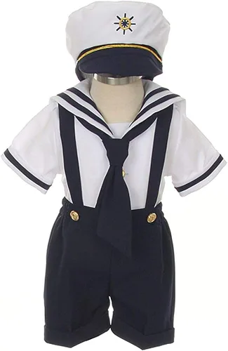 Vista 4 de iGirlDress - Traje de marinero náutico para bebé 4 piezas