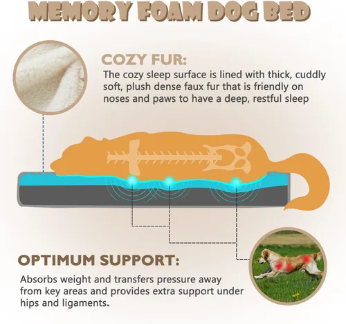 Vista 2 de WATANIYA PET Cama de Espuma Viscoelástica para Perros Medianos, Camas Refrescantes para Perros Medianos, Cama Ortopédica Lavable para Mascotas