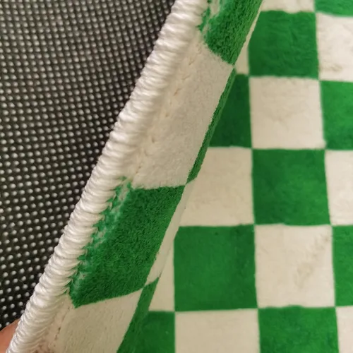 Vista 4 de Alfombra ondulada azul única con diseño de cuadros para sala de estar, extra grande, lavable a máquina, alfombra de pasillo de cocina, alfombra
