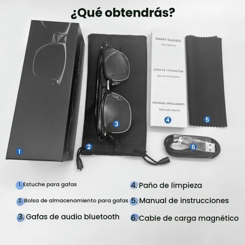 Vista 7 de Lentes inteligentes con Bluetooth, para hombres y mujeres, control táctil, protección UV al aire libre y control de voz, llamadas manos libres