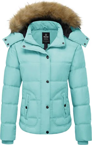 Vista 12 de wantdo - Abrigo de invierno con capucha para mujer, chaqueta acolchada gruesa, parka cálida Negro