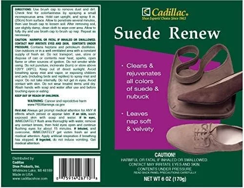 Vista 2 de Suede Renew - Spray limpiador de zapatos de gamuza con tapa de cepillo - 6 onzas, Claro