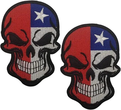 Vista 24 de AliPlus - 2 parches de calavera con bandera estadounidense de EE. UU., gancho y bucle