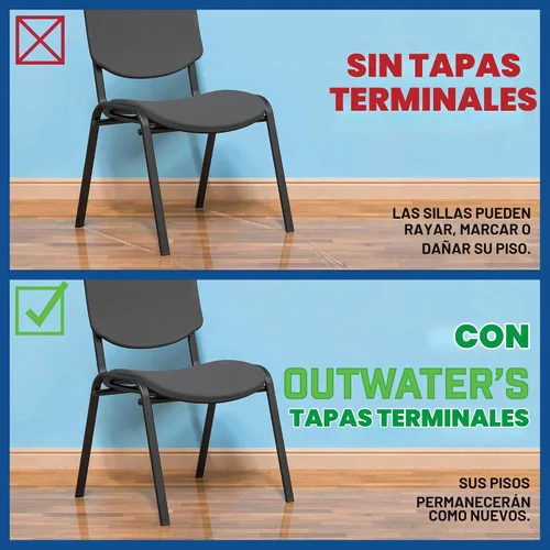 Vista 6 de Outwater Tapones rectangulares de plástico de 1-1/2 x 3 pulgadas para tubos, tapón de acabado para silla de tubo rectangular, protector de suelo, se