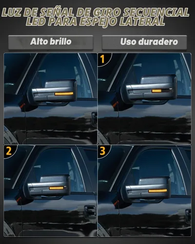Vista 4 de HERCOO Luces LED secuenciales intermitentes para espejo lateral, lámpara ámbar, reflector, conjunto de lentes ahumadas, compatible con Ford F150