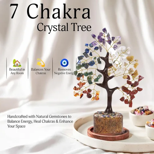 Vista 5 de Árbol de Cristal del Árbol de la Vida de los Siete Chakras, Cristales y Piedras Curativas, Regalos de Cumpleaños para Mujeres, Cristales Curativos